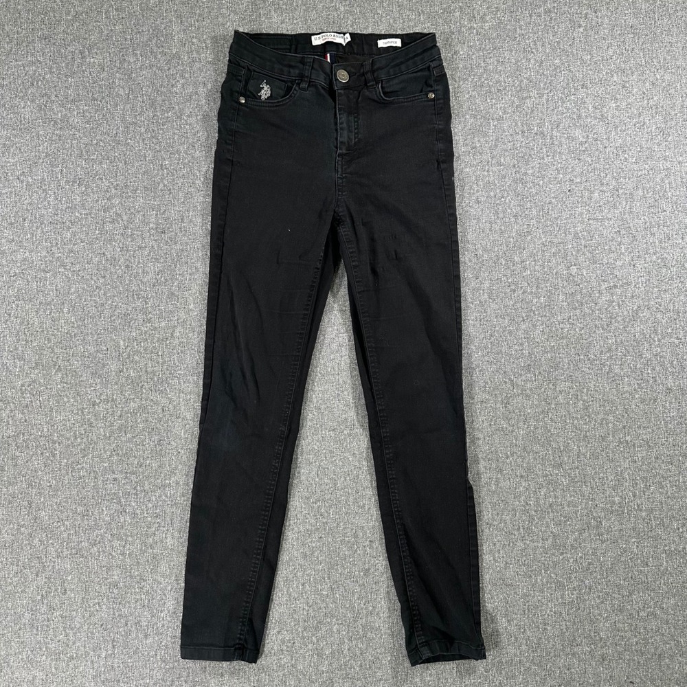 US Polo Assn Toothpick Skinny Jeans Black Denim Pants Junior Girls Size 34 x 26